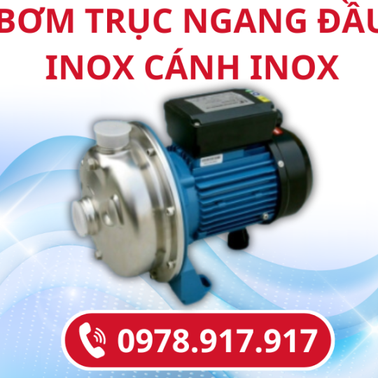 Bơm trục ngang đầu inox cánh inox
