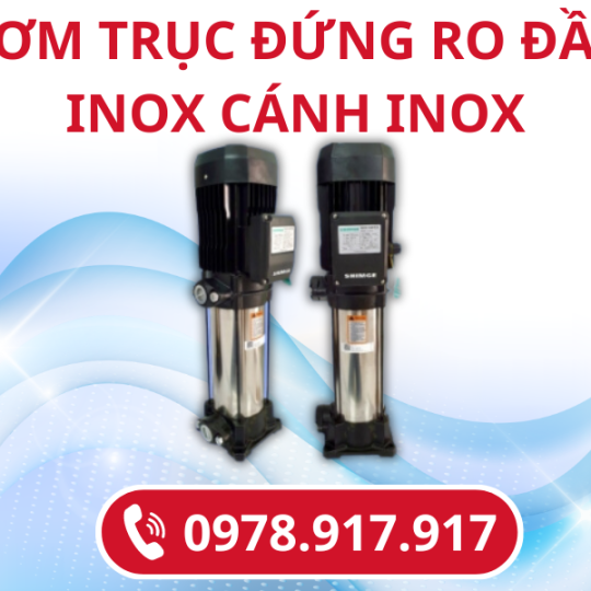 Bơm trục đứng đầu Inox cánh nhựa cứng
